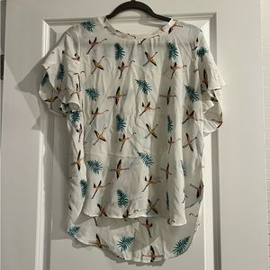EUC LOFT Outlet Blouse in Bird Print, Size M